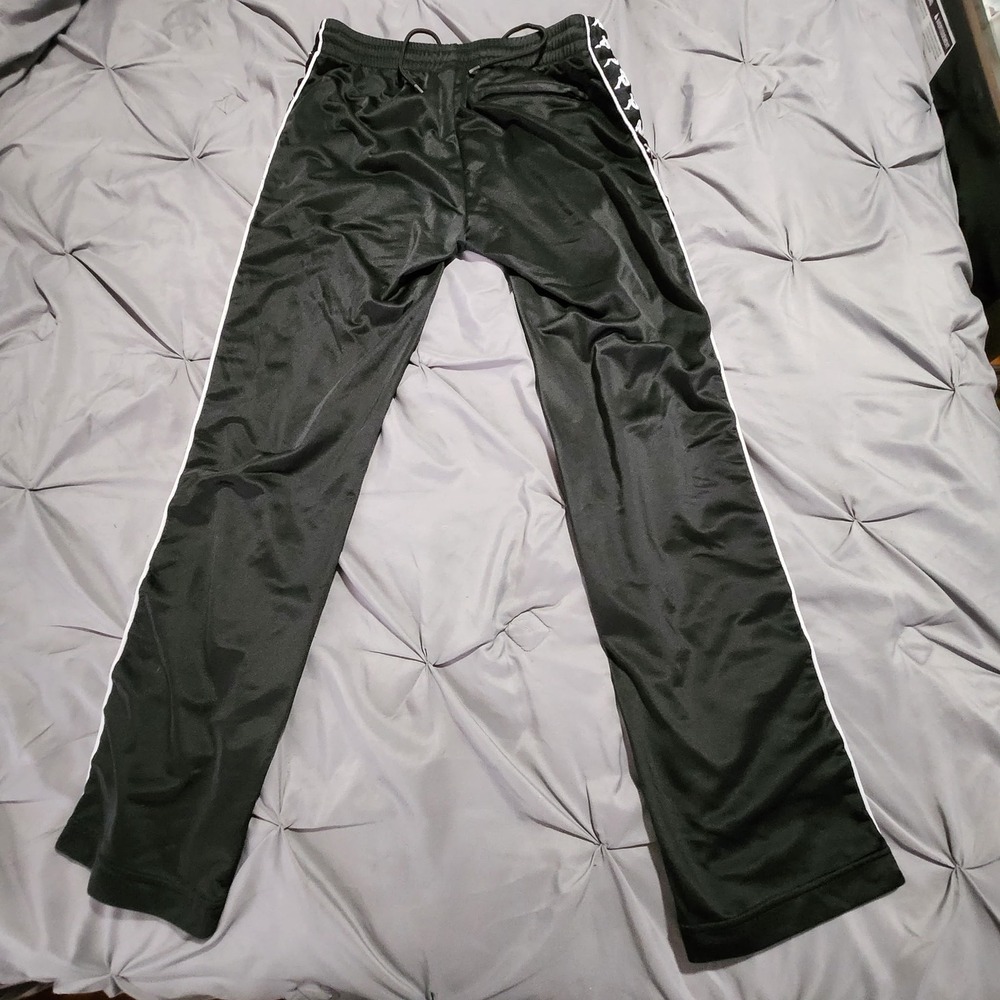 Kappa Banda Astoria Track Pants Black White Logo Tape Joggers Mens Small S